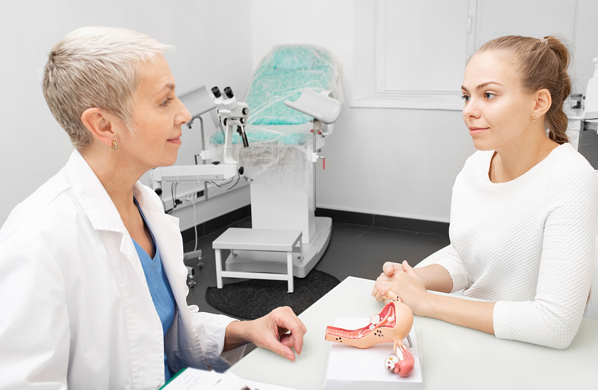 Young woman visited a gynecologist. Consultation, annual gynecological examination